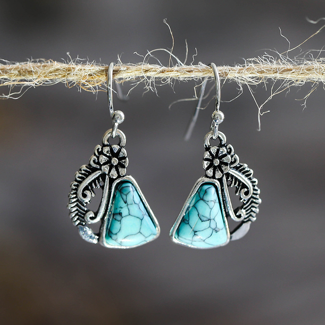 Vintage Stone Earrings In Silver