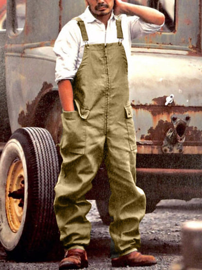 Men's Vintage-Inspired Linen Blend Casual Jumpsuit artswardrobe