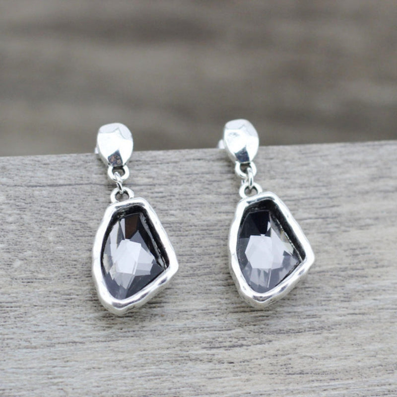 Crystal Stones Earrings In Silver