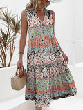 Boho Floral Sleeveless Maxi Dress