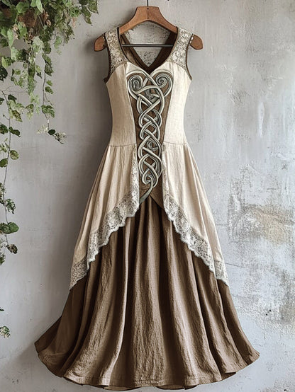 Viking Tribal Celtic Knot Art Lace Linen Tank Dress artswardrobe