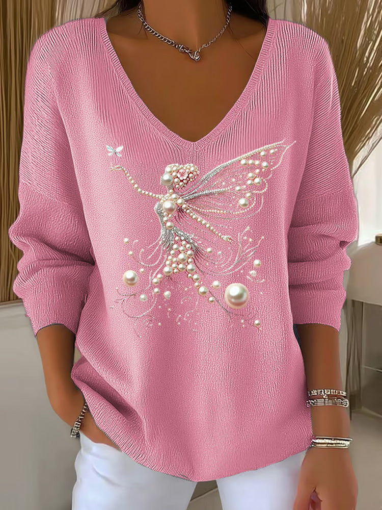 Women's Casual Pink Awareness Sweater elevenforest