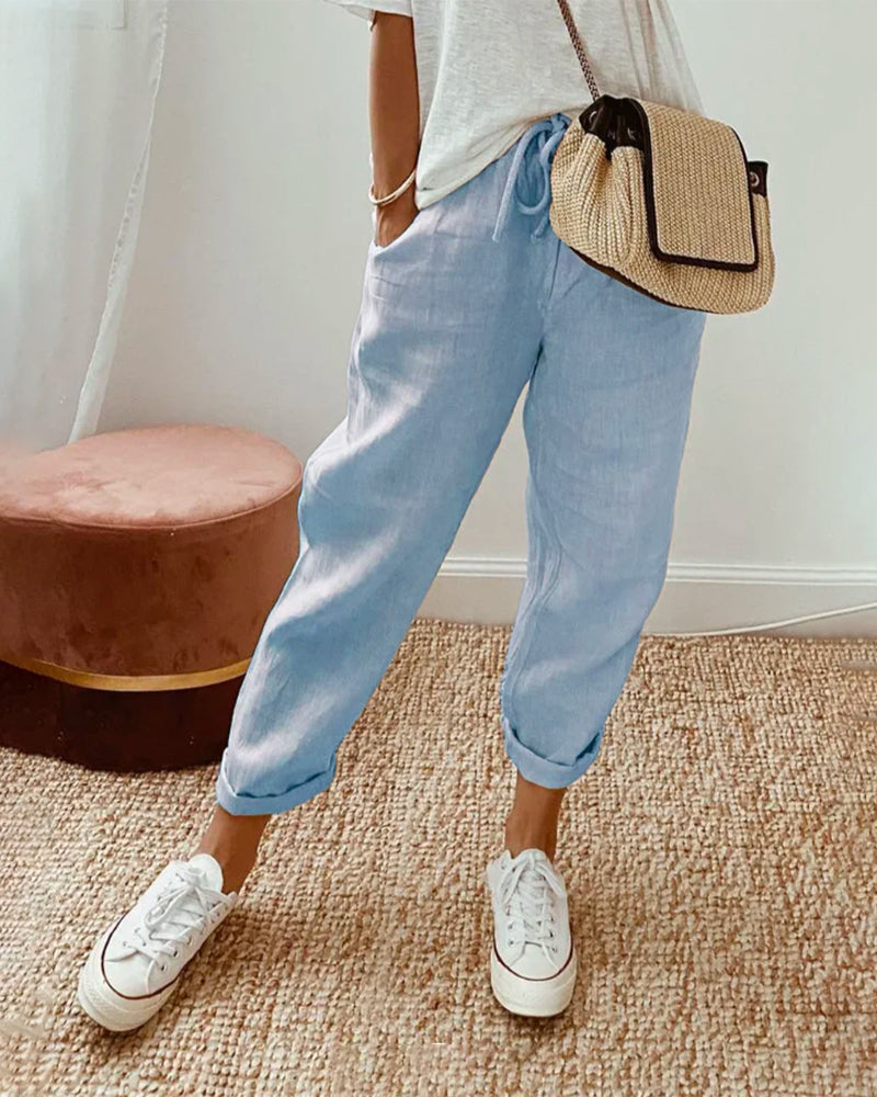 Rolled up string pants