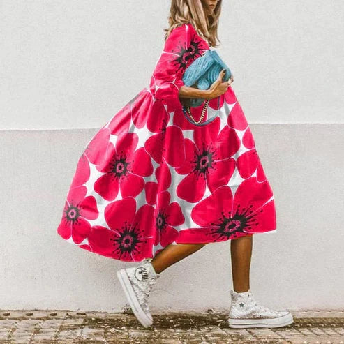 Printed midi dress online A