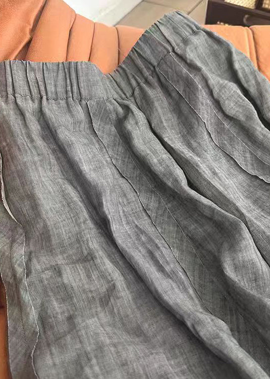 Grey Lace Elastic Waist Cotton Skirts Summer