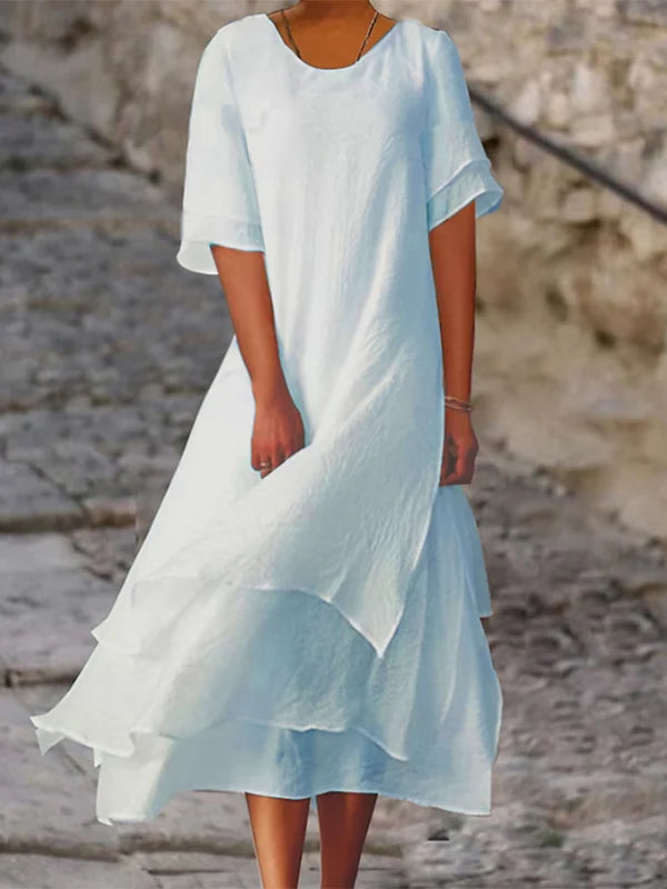 Multi-layered flowing midi dress