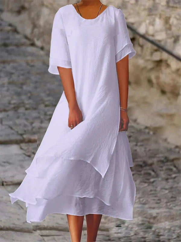 Multi-layered flowing midi dress