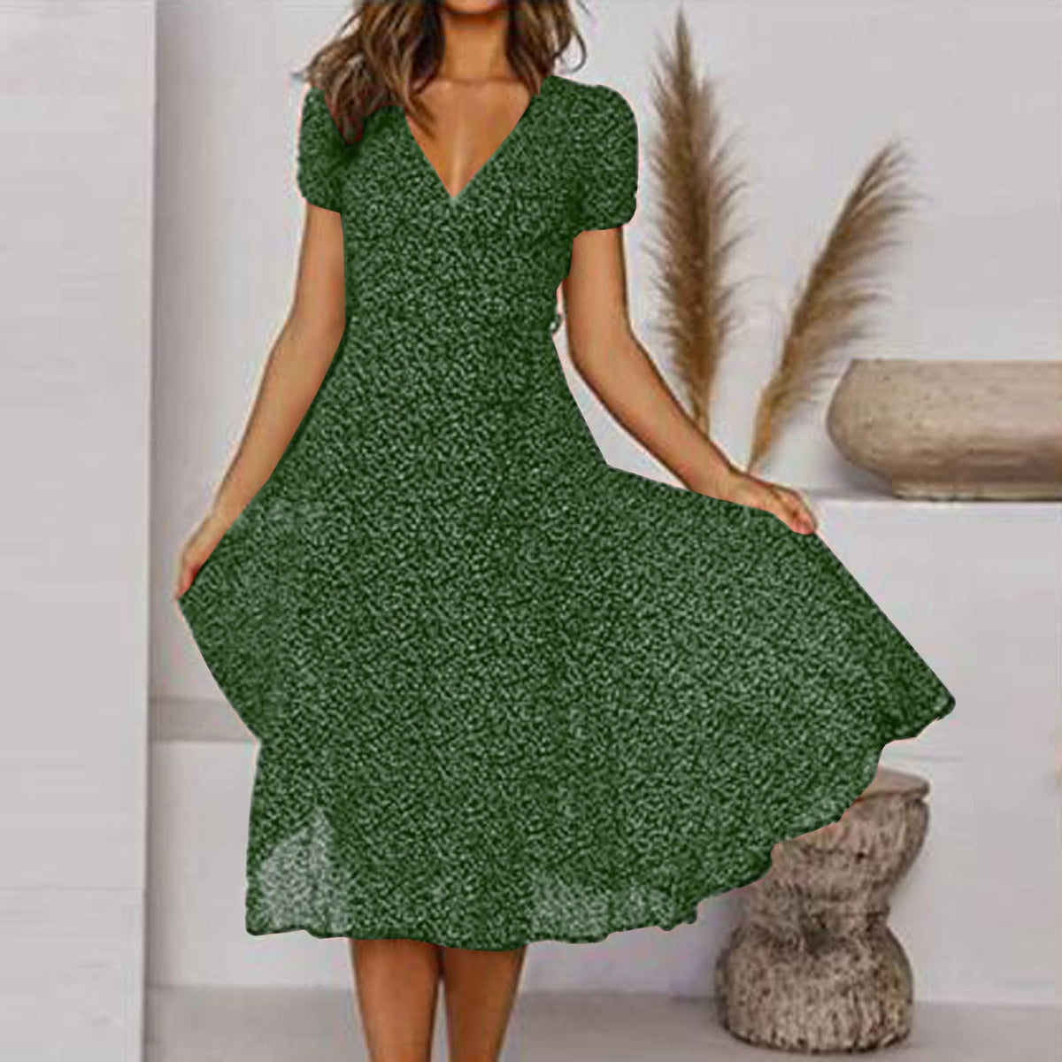 V-neck wrap wedding dress