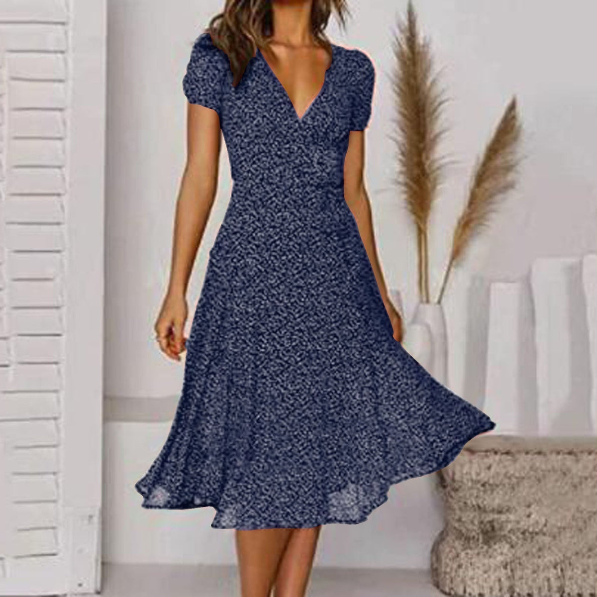 V-neck wrap wedding dress