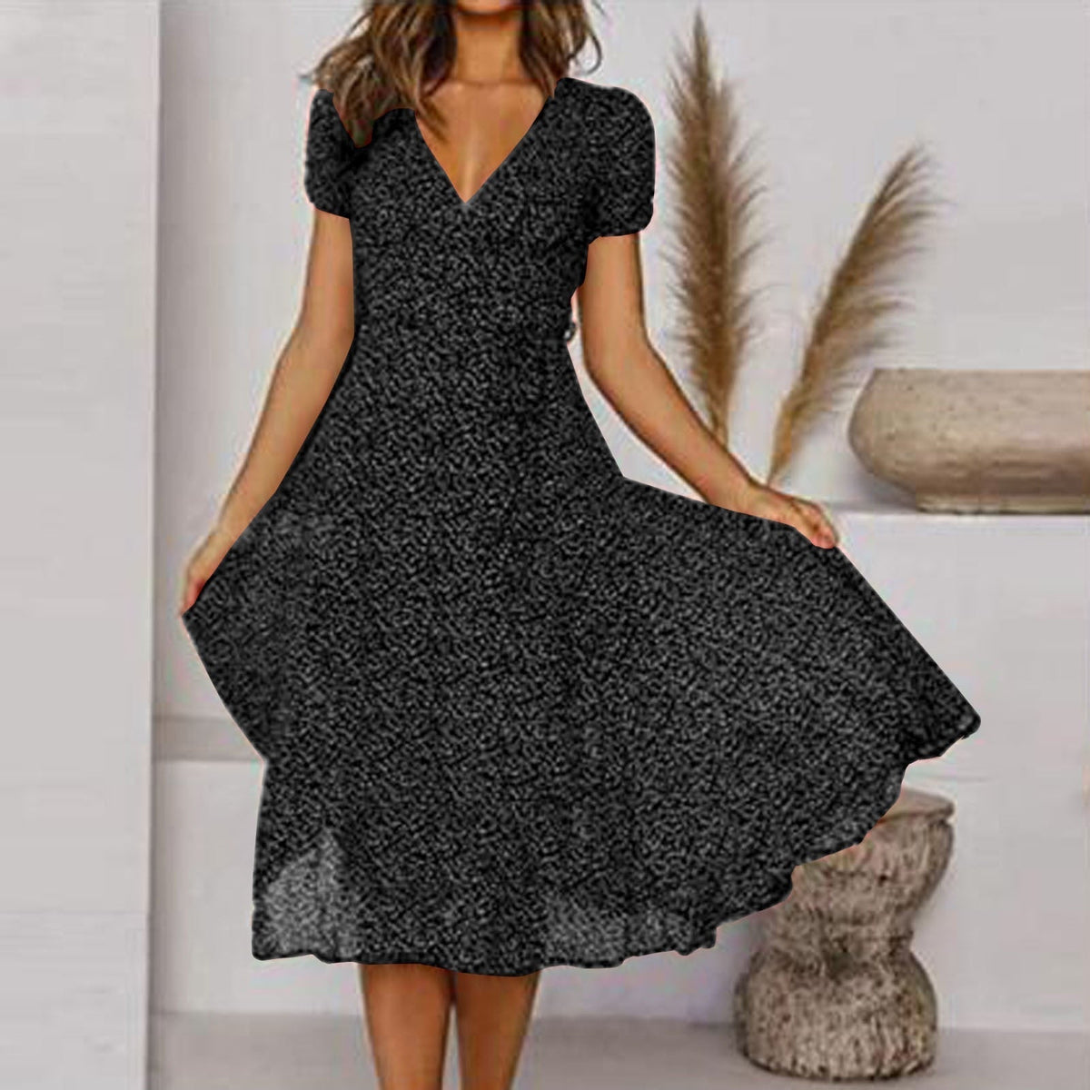 V-neck wrap wedding dress