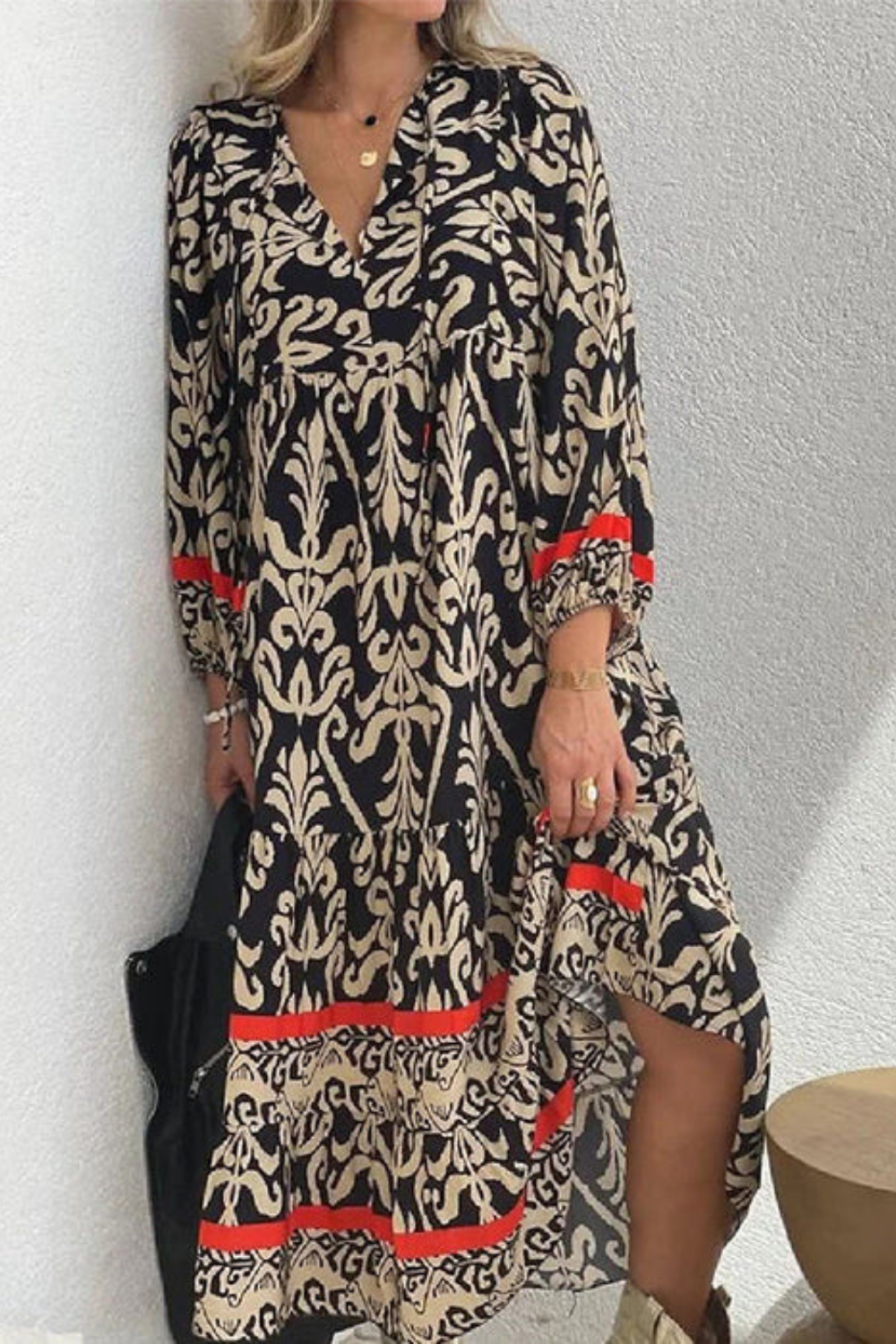 Elegant printed bohemian maxi dress