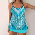 Tankini 2 Piece Swimsuit Shorts Backless Vacation Beach Wear Ombre Graphic U Neck Sleeveless Bathing Suits