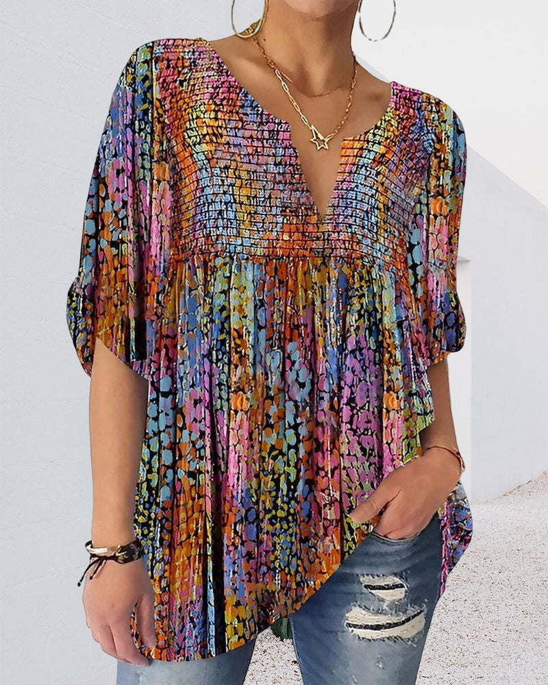 Blouse with V-neck