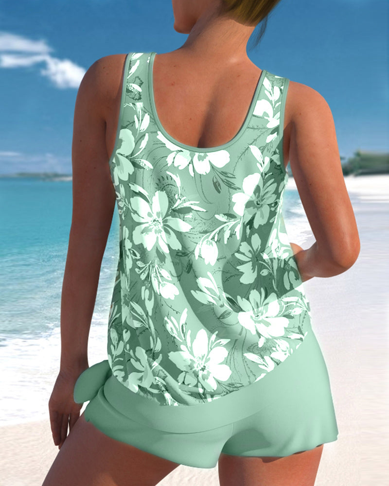 Tankini with floral print