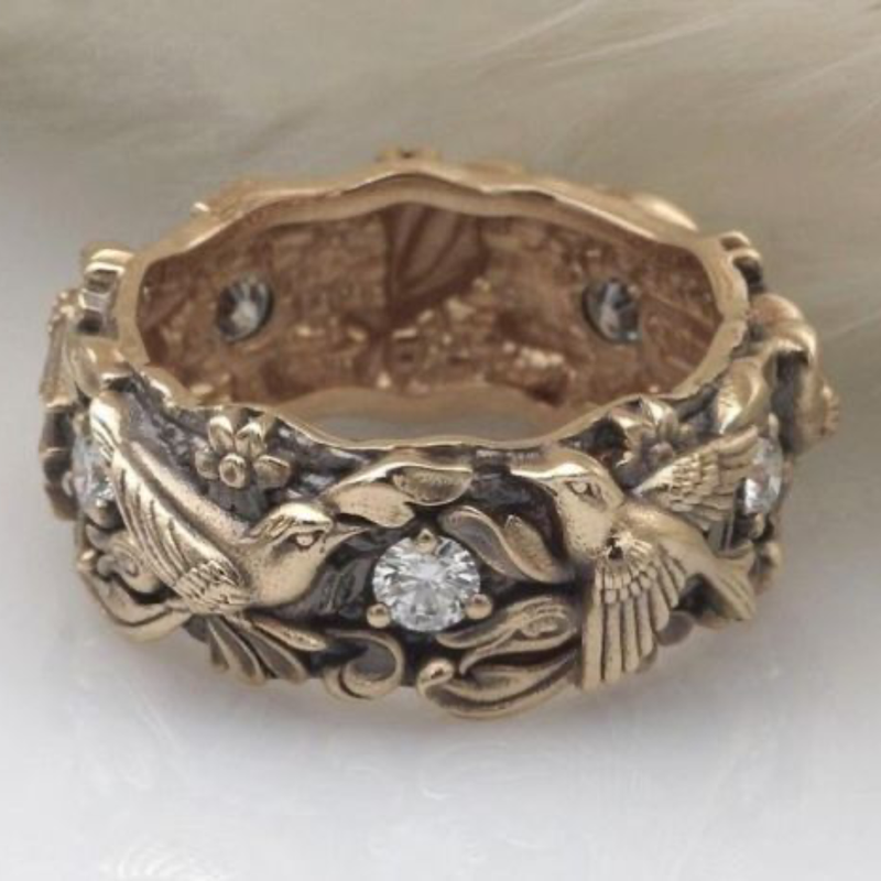 Hummingbird Garden Band Ring