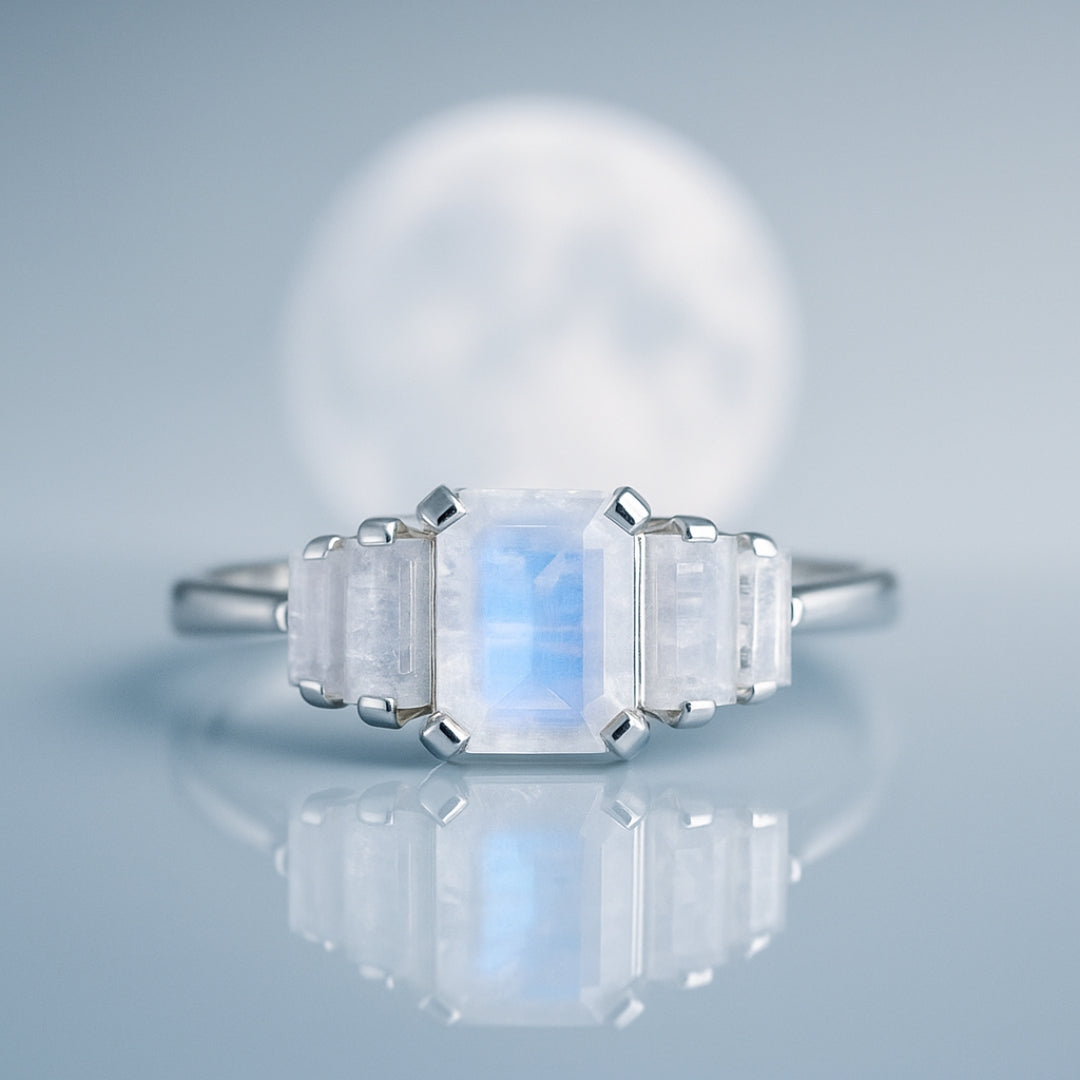 Moonstone Deco Sterling Silver Ring