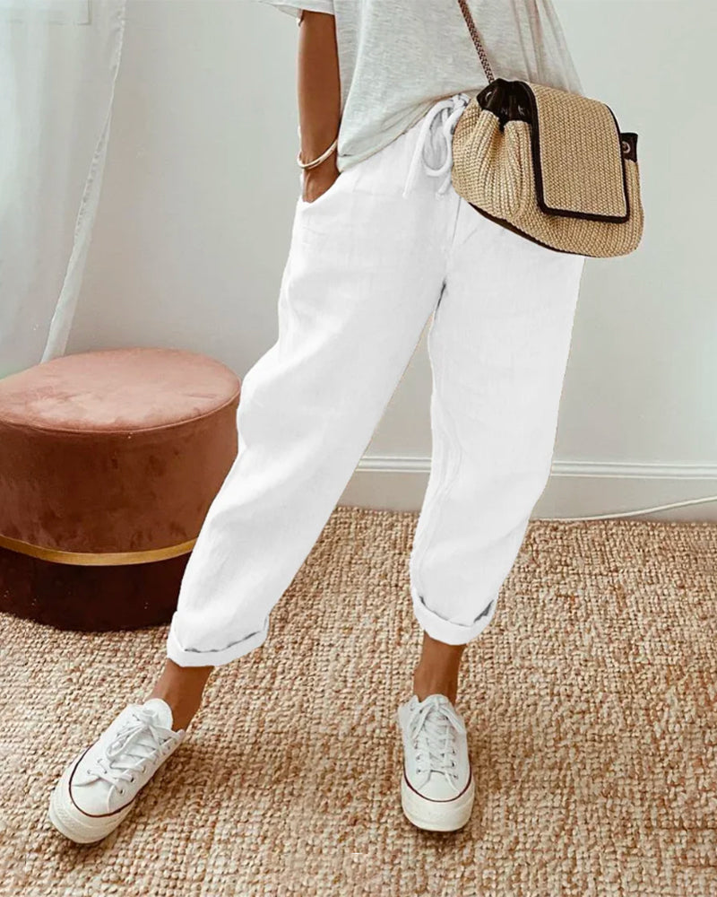Rolled up string pants