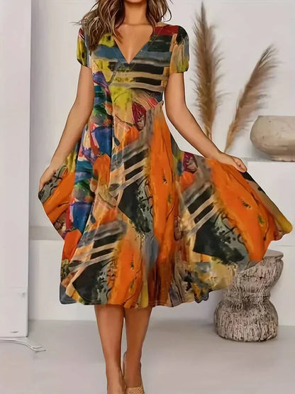 KS | Bohemian summer dress with V-neckline