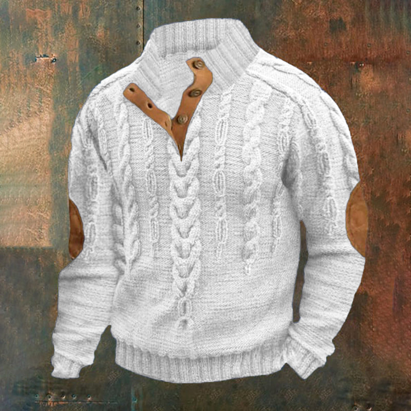 Men's Knit Cable Button-Down Sweater elevenforest