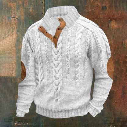 Men's Knit Cable Button-Down Sweater elevenforest