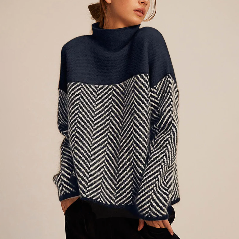 Cotton Pullover with Two-Color Design