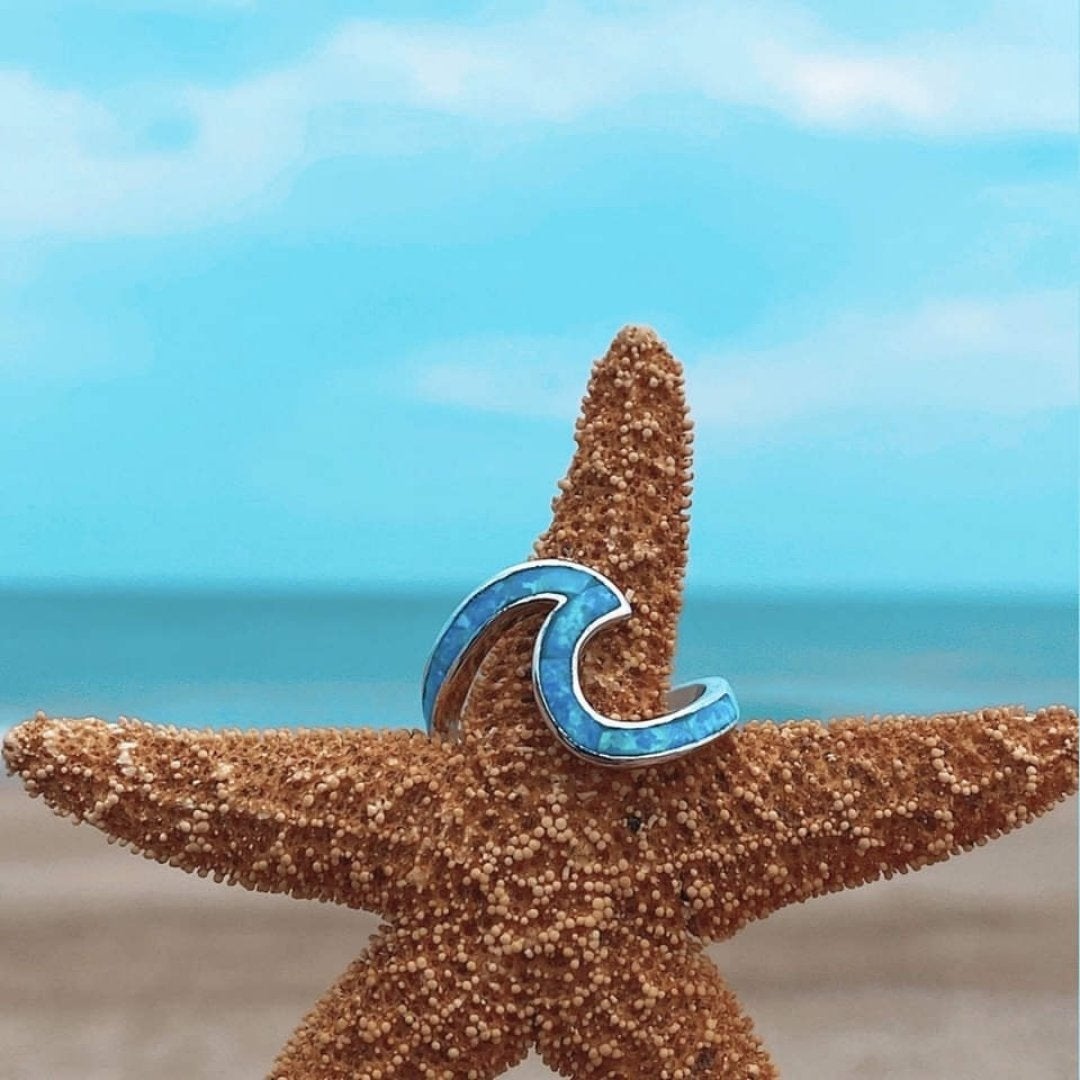 Sea Wave Ring In Opal And Silver
