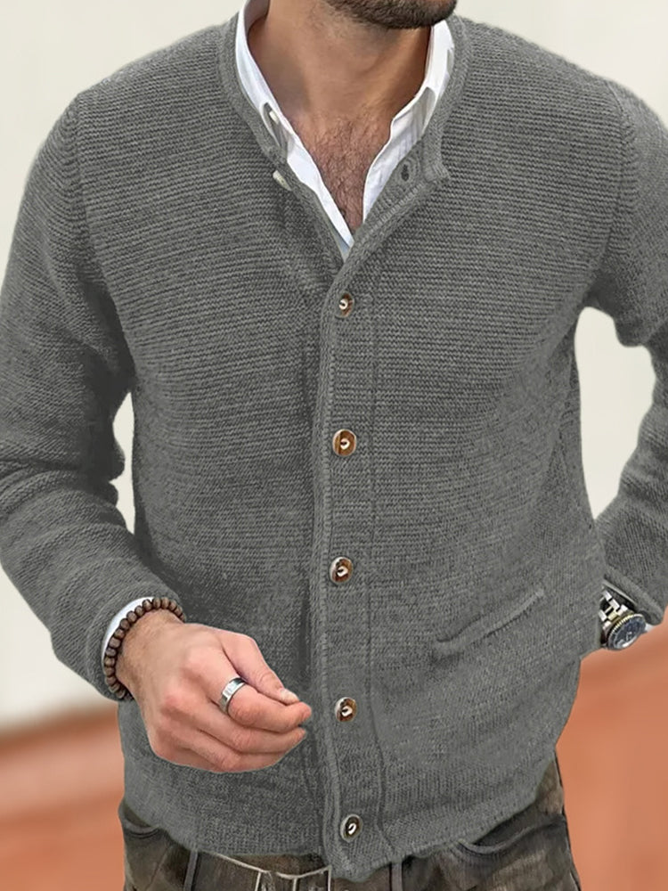 Men's Vintage Crew Neck Cozy Sweater Cardigan artswardrobe