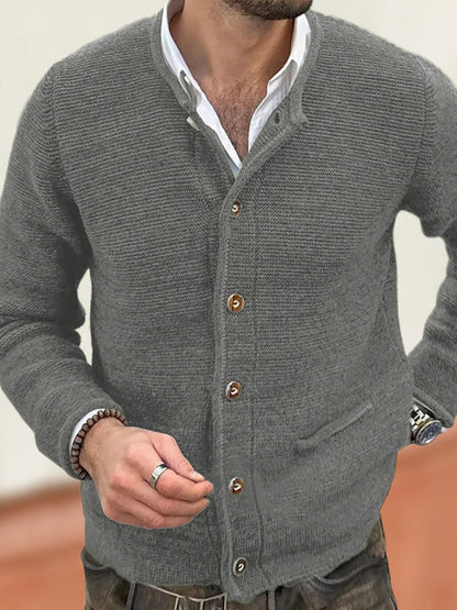 Men's Vintage Crew Neck Cozy Sweater Cardigan artswardrobe