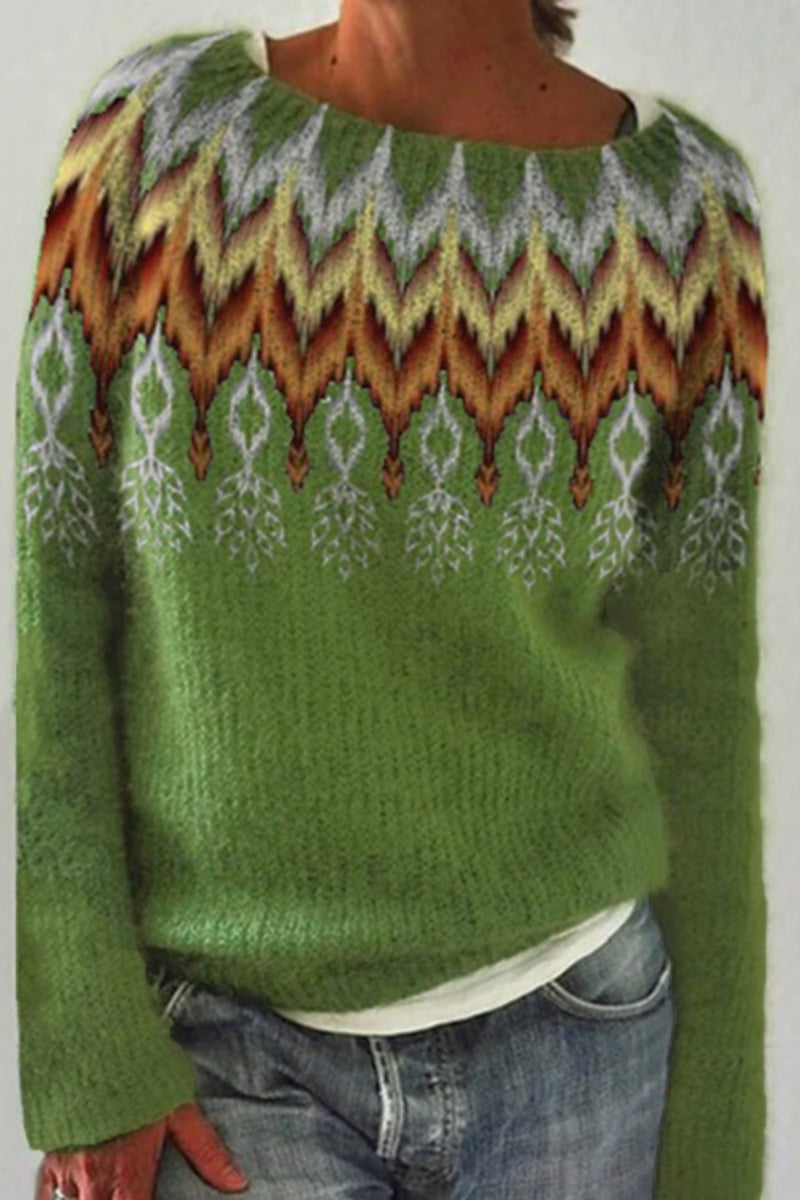 Cotton Sweater with Vintage Designs