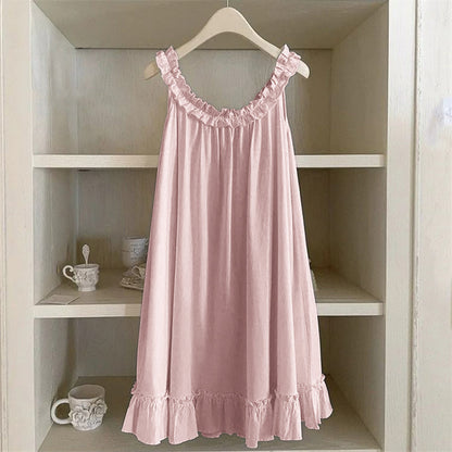 Vintage Ruffle Trim Linen Dress artswardrobe