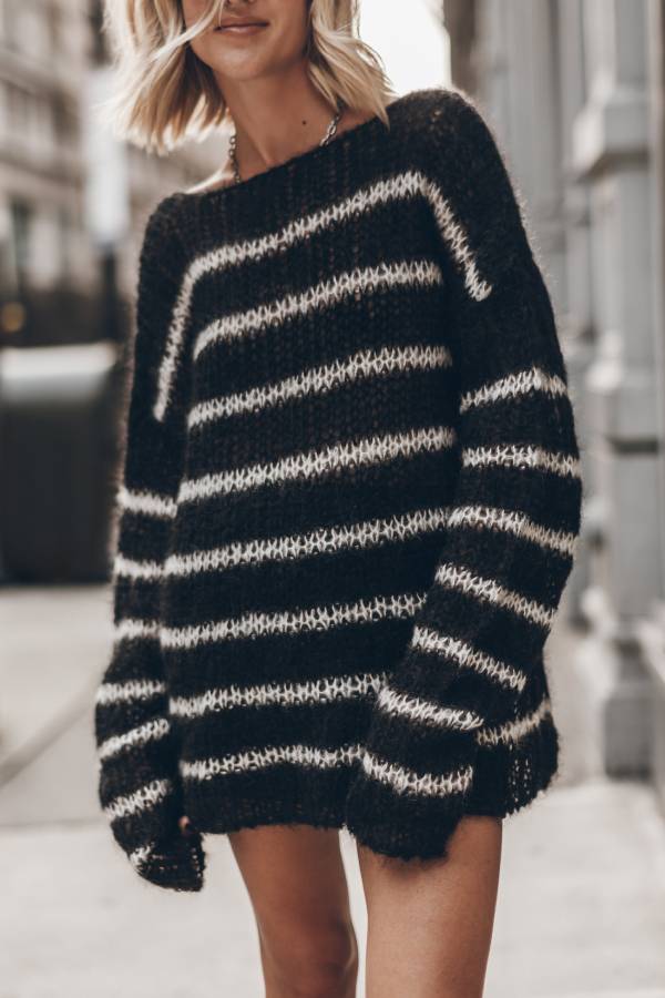Paloma® | Time for warmer layers, loose knit sweater with fluffy stripes