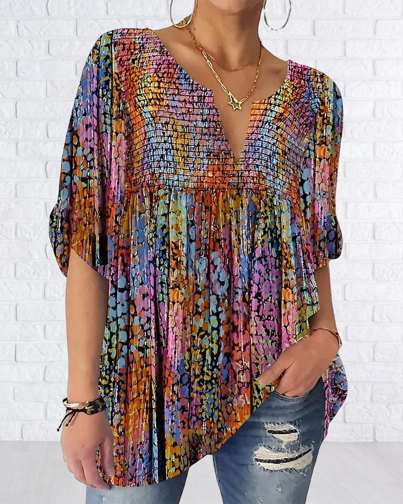 Blouse with V-neck