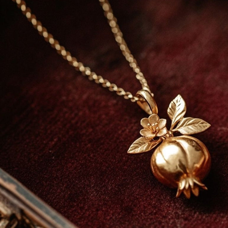 Golden Pomegranate Pendant Necklace
