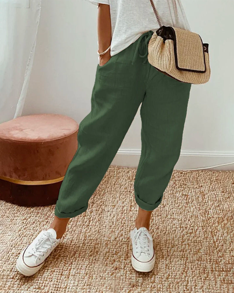 Rolled up string pants