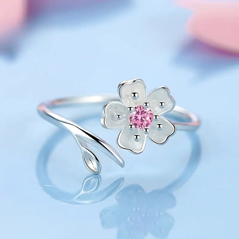 White Blossom Pink Zirconia Ring