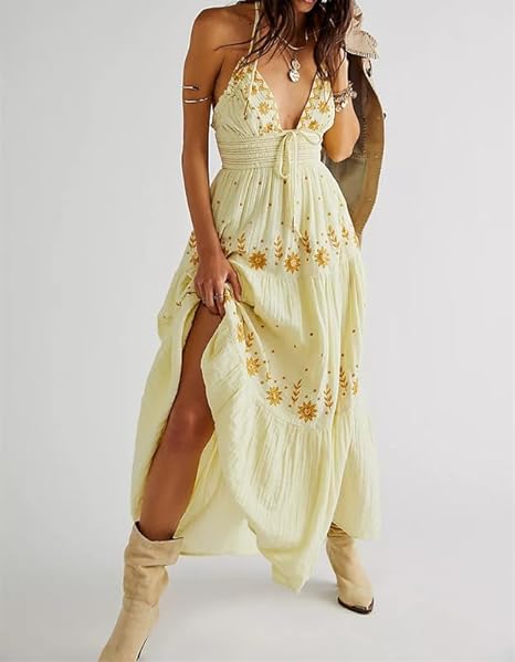 Bohemian Embroidered Maxi Dress
