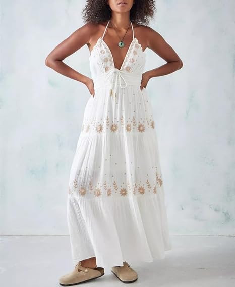 Bohemian Embroidered Maxi Dress