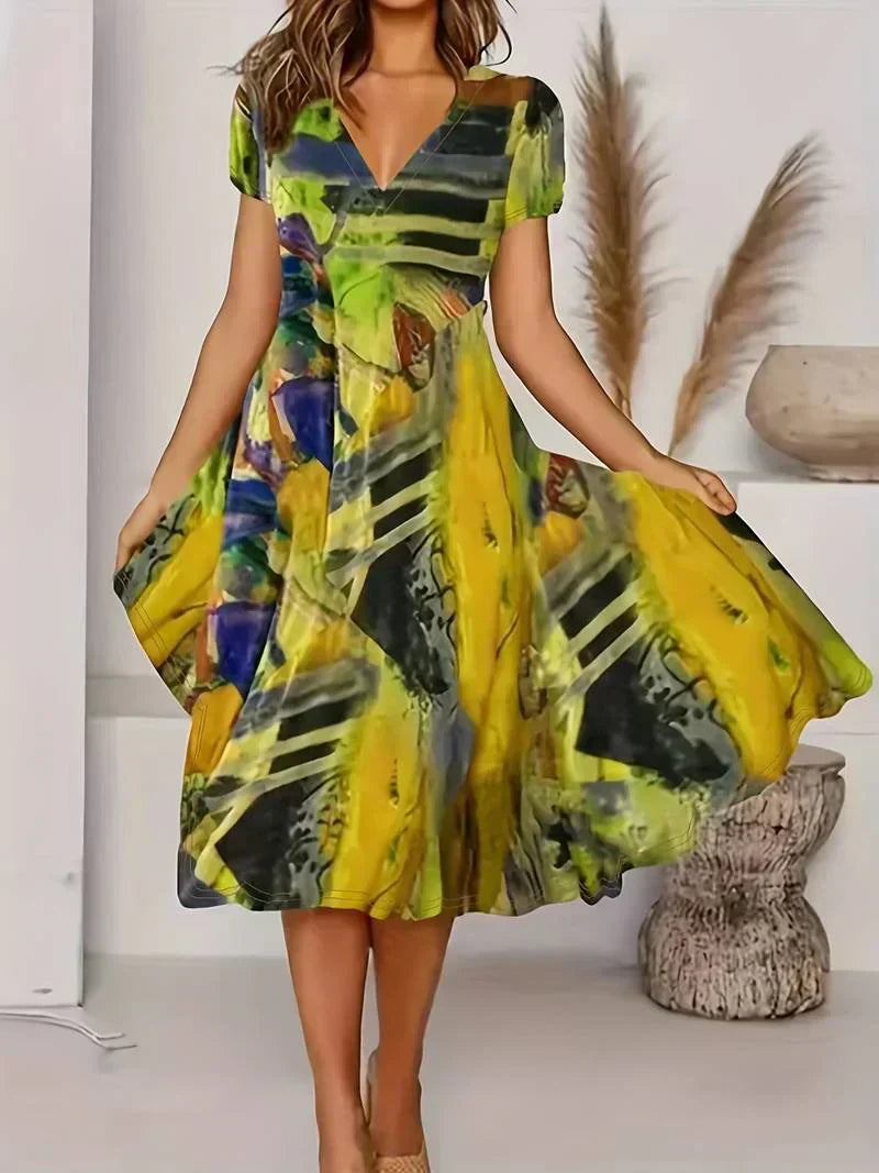 KS | Bohemian summer dress with V-neckline