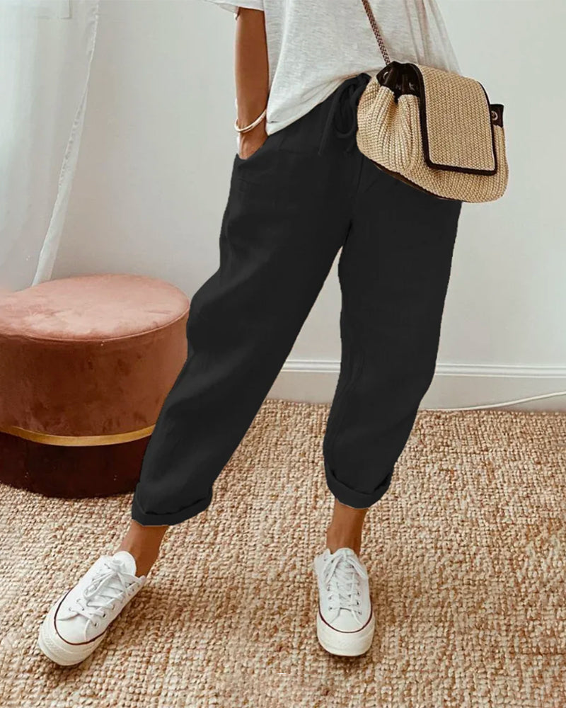 Rolled up string pants