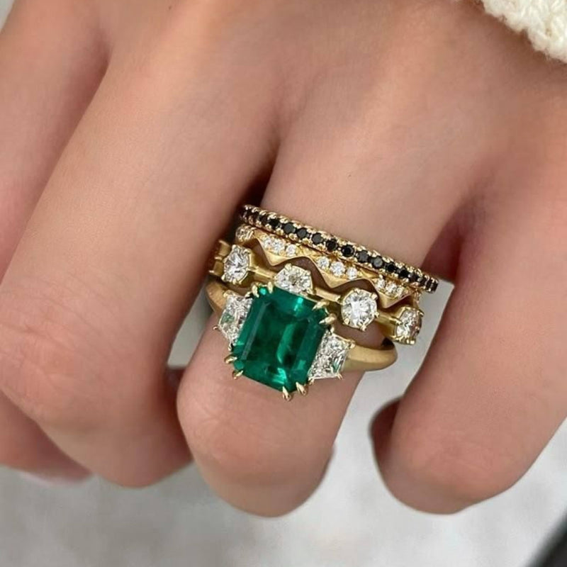 Emerald Crown Stack Ring