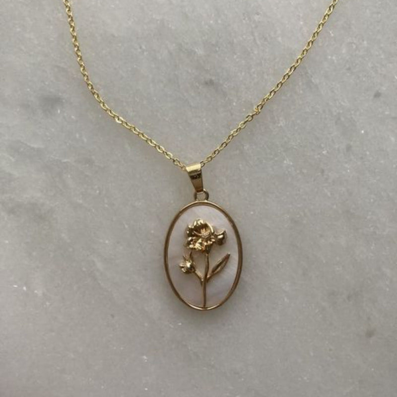 Golden Rose Oval Necklace