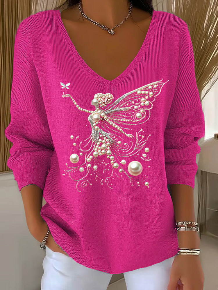 Women's Casual Pink Awareness Sweater elevenforest