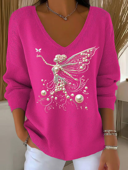 Women's Casual Pink Awareness Sweater elevenforest