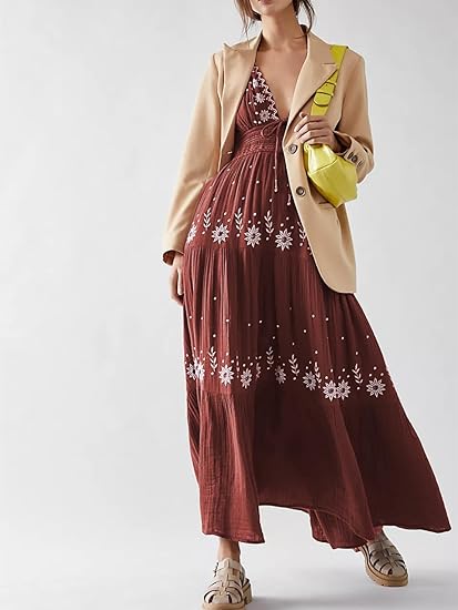 Bohemian Embroidered Maxi Dress