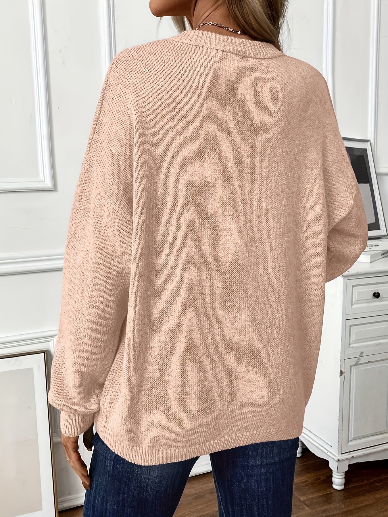 Cotton Pullover Solid Colored Sweater
