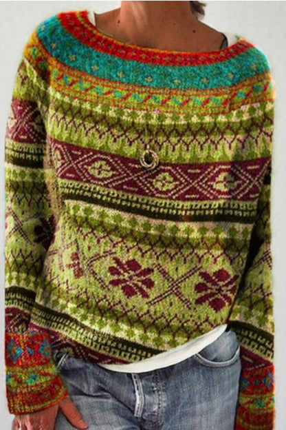 Cotton Sweater with Vintage Designs