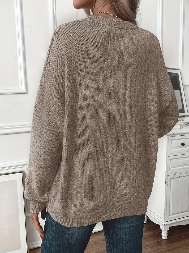 Cotton Pullover Solid Colored Sweater