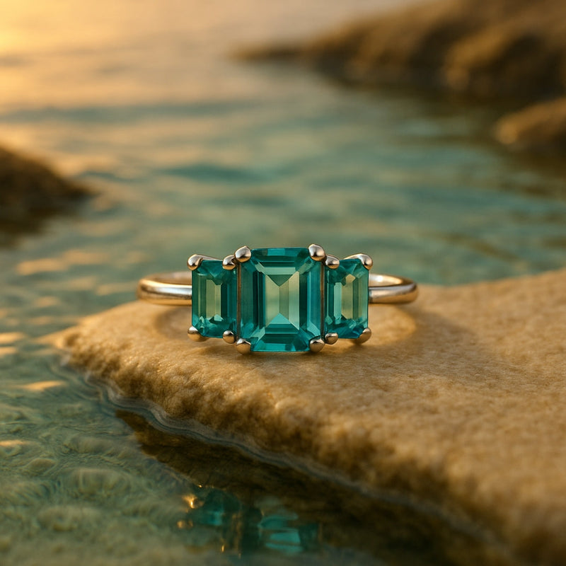 Green Topaz Silver Sterling Ring