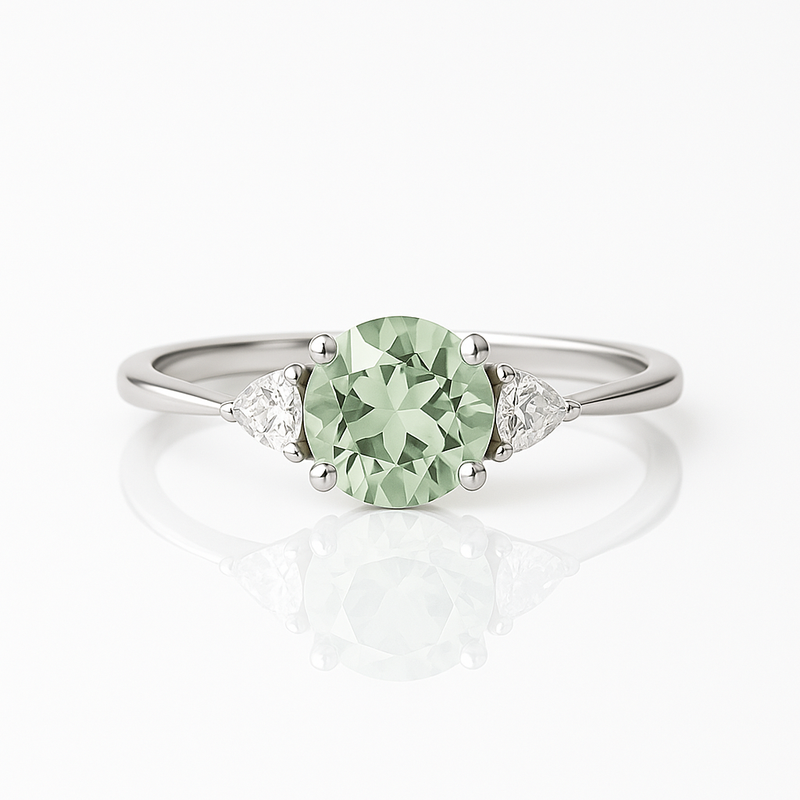Green Amethyst Sterling Silver Ring