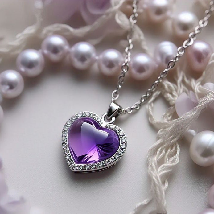 Violet Heart Halo Necklace